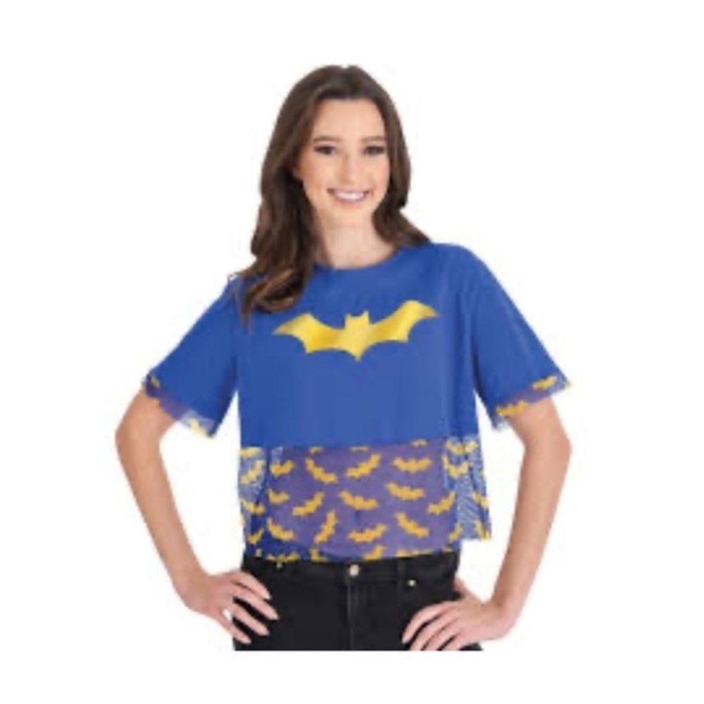 Woman's Blue and Yellow "BATMAN" Graphic Halloween T-Shirt size various